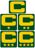 Dual Color Green Captain Patch Jersey C Style Football Helmet Decal - Perfect for Adult & Youth Full Size Football Helmets - PICK COLOR