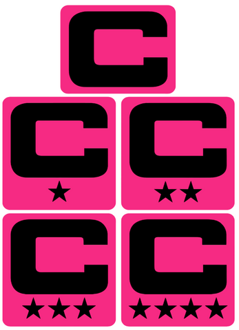 Dual Color Hot Pink Captain Patch Jersey C Style Football Helmet Decal - Perfect for Adult & Youth Full Size Football Helmets - PICK COLOR