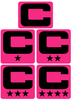 Dual Color Hot Pink Captain Patch Jersey C Style Football Helmet Decal - Perfect for Adult & Youth Full Size Football Helmets - PICK COLOR