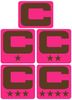 Dual Color Hot Pink Captain Patch Jersey C Style Football Helmet Decal - Perfect for Adult & Youth Full Size Football Helmets - PICK COLOR