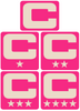 Dual Color Hot Pink Captain Patch Jersey C Style Football Helmet Decal - Perfect for Adult & Youth Full Size Football Helmets - PICK COLOR
