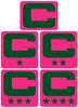 Dual Color Hot Pink Captain Patch Jersey C Style Football Helmet Decal - Perfect for Adult & Youth Full Size Football Helmets - PICK COLOR