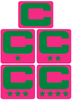 Dual Color Hot Pink Captain Patch Jersey C Style Football Helmet Decal - Perfect for Adult & Youth Full Size Football Helmets - PICK COLOR