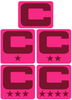 Dual Color Hot Pink Captain Patch Jersey C Style Football Helmet Decal - Perfect for Adult & Youth Full Size Football Helmets - PICK COLOR