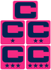 Dual Color Hot Pink Captain Patch Jersey C Style Football Helmet Decal - Perfect for Adult & Youth Full Size Football Helmets - PICK COLOR