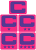 Dual Color Hot Pink Captain Patch Jersey C Style Football Helmet Decal - Perfect for Adult & Youth Full Size Football Helmets - PICK COLOR
