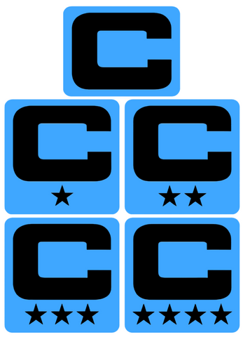 Dual Color Light Blue Captain Patch Jersey C Style Football Helmet Decal - Perfect for Adult & Youth Full Size Football Helmets - PICK COLOR