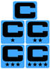 Dual Color Light Blue Captain Patch Jersey C Style Football Helmet Decal - Perfect for Adult & Youth Full Size Football Helmets - PICK COLOR