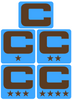 Dual Color Light Blue Captain Patch Jersey C Style Football Helmet Decal - Perfect for Adult & Youth Full Size Football Helmets - PICK COLOR