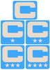Dual Color Light Blue Captain Patch Jersey C Style Football Helmet Decal - Perfect for Adult & Youth Full Size Football Helmets - PICK COLOR