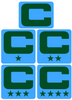 Dual Color Light Blue Captain Patch Jersey C Style Football Helmet Decal - Perfect for Adult & Youth Full Size Football Helmets - PICK COLOR