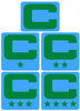 Dual Color Light Blue Captain Patch Jersey C Style Football Helmet Decal - Perfect for Adult & Youth Full Size Football Helmets - PICK COLOR