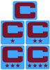 Dual Color Light Blue Captain Patch Jersey C Style Football Helmet Decal - Perfect for Adult & Youth Full Size Football Helmets - PICK COLOR