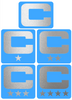 Dual Color Light Blue Captain Patch Jersey C Style Football Helmet Decal - Perfect for Adult & Youth Full Size Football Helmets - PICK COLOR