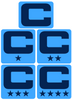 Dual Color Light Blue Captain Patch Jersey C Style Football Helmet Decal - Perfect for Adult & Youth Full Size Football Helmets - PICK COLOR