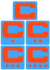 Dual Color Light Blue Captain Patch Jersey C Style Football Helmet Decal - Perfect for Adult & Youth Full Size Football Helmets - PICK COLOR
