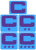 Dual Color Light Blue Captain Patch Jersey C Style Football Helmet Decal - Perfect for Adult & Youth Full Size Football Helmets - PICK COLOR