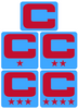 Dual Color Light Blue Captain Patch Jersey C Style Football Helmet Decal - Perfect for Adult & Youth Full Size Football Helmets - PICK COLOR