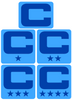 Dual Color Light Blue Captain Patch Jersey C Style Football Helmet Decal - Perfect for Adult & Youth Full Size Football Helmets - PICK COLOR