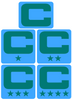 Dual Color Light Blue Captain Patch Jersey C Style Football Helmet Decal - Perfect for Adult & Youth Full Size Football Helmets - PICK COLOR