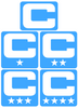 Dual Color Light Blue Captain Patch Jersey C Style Football Helmet Decal - Perfect for Adult & Youth Full Size Football Helmets - PICK COLOR