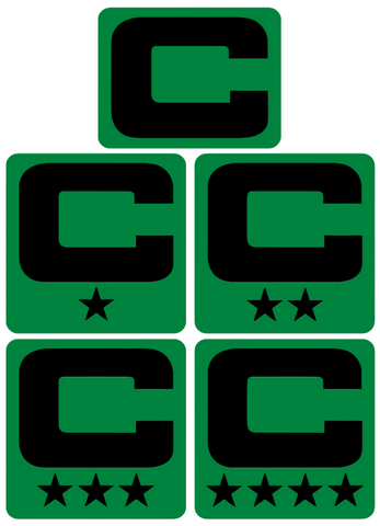 Dual Color Light Green Captain Patch Jersey C Style Football Helmet Decal - Perfect for Adult & Youth Full Size Football Helmets - PICK COLOR