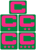 Dual Color Light Green Captain Patch Jersey C Style Football Helmet Decal - Perfect for Adult & Youth Full Size Football Helmets - PICK COLOR