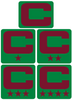 Dual Color Light Green Captain Patch Jersey C Style Football Helmet Decal - Perfect for Adult & Youth Full Size Football Helmets - PICK COLOR