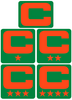 Dual Color Light Green Captain Patch Jersey C Style Football Helmet Decal - Perfect for Adult & Youth Full Size Football Helmets - PICK COLOR