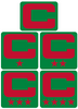 Dual Color Light Green Captain Patch Jersey C Style Football Helmet Decal - Perfect for Adult & Youth Full Size Football Helmets - PICK COLOR