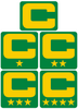 Dual Color Light Green Captain Patch Jersey C Style Football Helmet Decal - Perfect for Adult & Youth Full Size Football Helmets - PICK COLOR