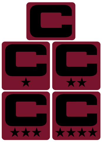 Dual Color Maroon Captain Patch Jersey C Style Football Helmet Decal - Perfect for Adult & Youth Full Size Football Helmets - PICK COLOR