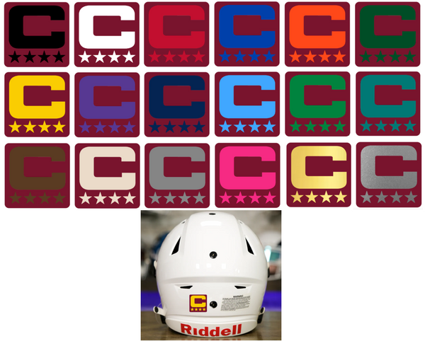 Dual Color Maroon Captain Patch Jersey C Style Football Helmet Decal - Perfect for Adult & Youth Full Size Football Helmets - PICK COLOR