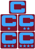 Dual Color Maroon Captain Patch Jersey C Style Football Helmet Decal - Perfect for Adult & Youth Full Size Football Helmets - PICK COLOR