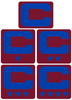 Dual Color Maroon Captain Patch Jersey C Style Football Helmet Decal - Perfect for Adult & Youth Full Size Football Helmets - PICK COLOR