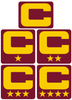 Dual Color Maroon Captain Patch Jersey C Style Football Helmet Decal - Perfect for Adult & Youth Full Size Football Helmets - PICK COLOR
