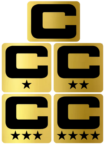 Dual Color Metallic Gold Captain Patch Jersey C Style Football Helmet Decal - Perfect for Adult & Youth Full Size Football Helmets - PICK COLOR