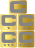 Dual Color Metallic Gold Captain Patch Jersey C Style Football Helmet Decal - Perfect for Adult & Youth Full Size Football Helmets - PICK COLOR