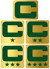 Dual Color Metallic Gold Captain Patch Jersey C Style Football Helmet Decal - Perfect for Adult & Youth Full Size Football Helmets - PICK COLOR