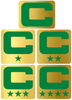 Dual Color Metallic Gold Captain Patch Jersey C Style Football Helmet Decal - Perfect for Adult & Youth Full Size Football Helmets - PICK COLOR