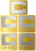 Dual Color Metallic Gold Captain Patch Jersey C Style Football Helmet Decal - Perfect for Adult & Youth Full Size Football Helmets - PICK COLOR