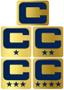 Dual Color Metallic Gold Captain Patch Jersey C Style Football Helmet Decal - Perfect for Adult & Youth Full Size Football Helmets - PICK COLOR