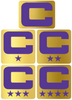 Dual Color Metallic Gold Captain Patch Jersey C Style Football Helmet Decal - Perfect for Adult & Youth Full Size Football Helmets - PICK COLOR