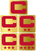 Dual Color Metallic Gold Captain Patch Jersey C Style Football Helmet Decal - Perfect for Adult & Youth Full Size Football Helmets - PICK COLOR