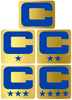 Dual Color Metallic Gold Captain Patch Jersey C Style Football Helmet Decal - Perfect for Adult & Youth Full Size Football Helmets - PICK COLOR