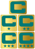 Dual Color Metallic Gold Captain Patch Jersey C Style Football Helmet Decal - Perfect for Adult & Youth Full Size Football Helmets - PICK COLOR