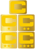 Dual Color Metallic Gold Captain Patch Jersey C Style Football Helmet Decal - Perfect for Adult & Youth Full Size Football Helmets - PICK COLOR
