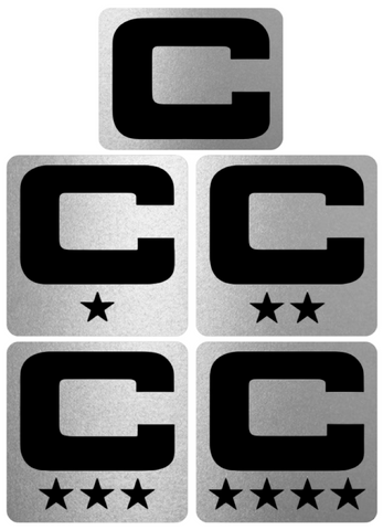 Dual Color Metallic Silver Captain Patch Jersey C Style Football Helmet Decal - Perfect for Adult & Youth Full Size Football Helmets - PICK COLOR