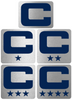 Dual Color Metallic Silver Captain Patch Jersey C Style Football Helmet Decal - Perfect for Adult & Youth Full Size Football Helmets - PICK COLOR