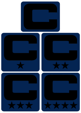 Dual Color Navy Blue Captain Patch Jersey C Style Football Helmet Decal - Perfect for Adult & Youth Full Size Football Helmets - PICK COLOR